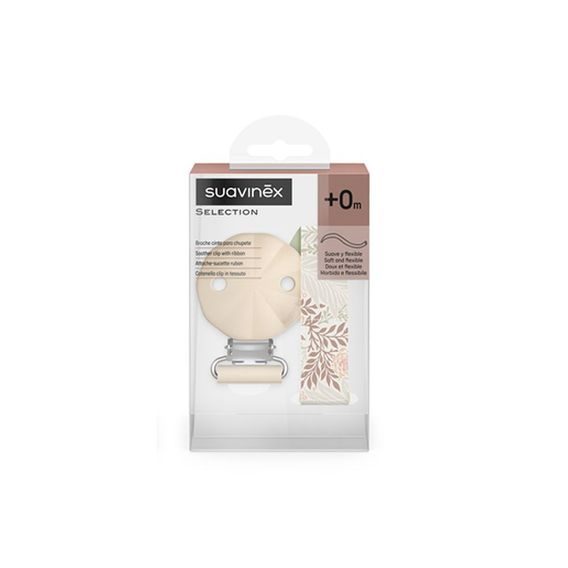 Suavinex Poetry Klip na dudlík se stuhou KRÉMOVÝ