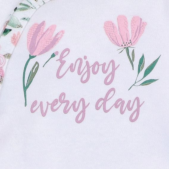 NINI Zavinovací body dlouhý rukáv Pink Flowers BÍLÁ