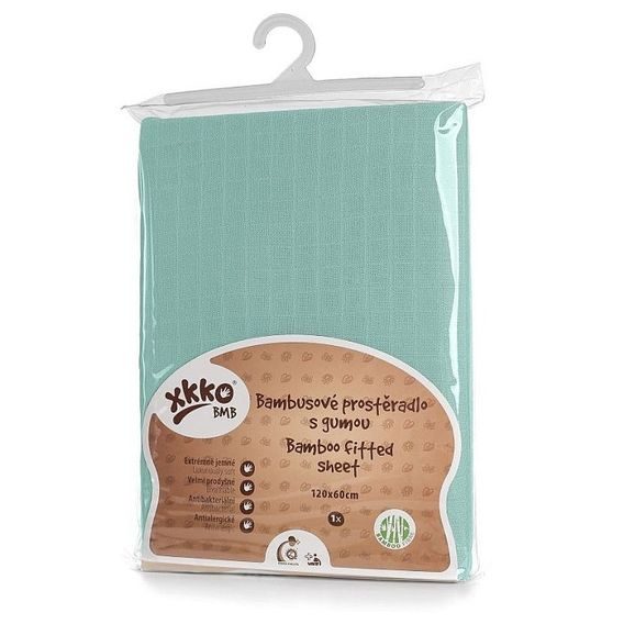 Kikko Bambusové mušelínové prostěradlo XKKO®BMB 120x60cm - MINT