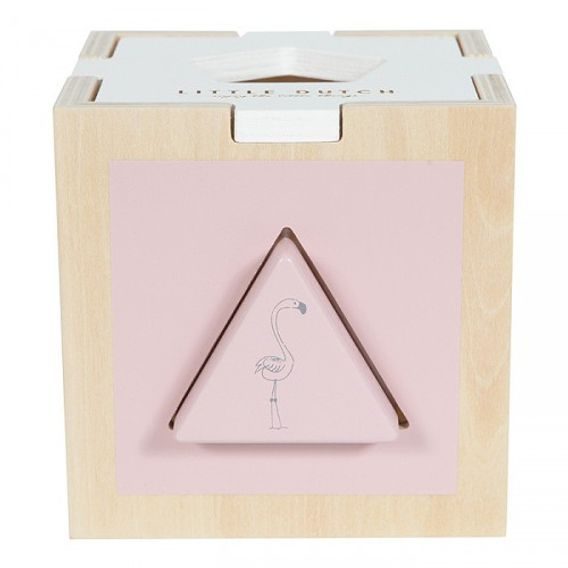 Little Dutch Dřevěná vkládačka / třídič tvarů kostka - ZOO PINK