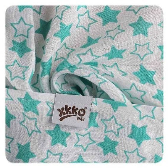 Kikko Bambusová osuška XKKO®BMB 90x100cm LITTLE STARS TURQUOISE