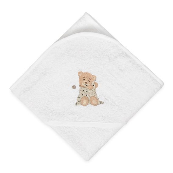 BabyMatex Osuška s kapucí 100x100cm Maxi MEDVÍDEK BÍLÁ