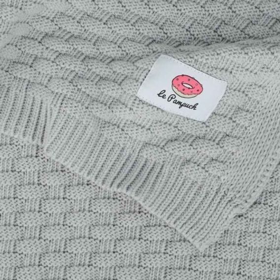 Le Pampuch Pletená dětská deka 100%Cotton "Bricks" LIGHT GREY