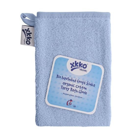 Kikko BIO bavlněná froté žínka XKKO Organic BABY BLUE