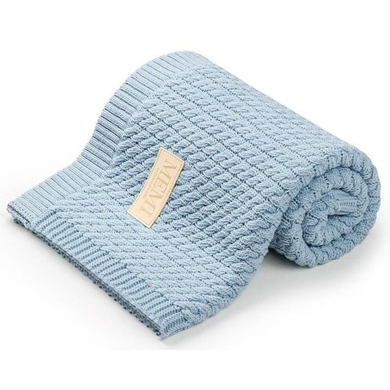 MEMI Bavlněná pletená dětská deka Braid Rib - BABY BLUE