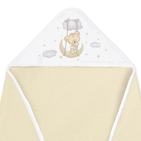 Interbaby Osuška froté + bryndák Medvídek na houpačce KRÉMOVÁ