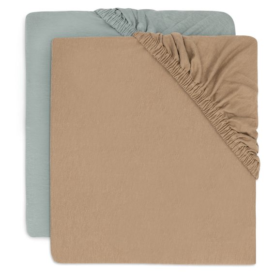 Jollein Prostěradlo napínací 2ks jersey 90x50 Sea Green/Biscuit