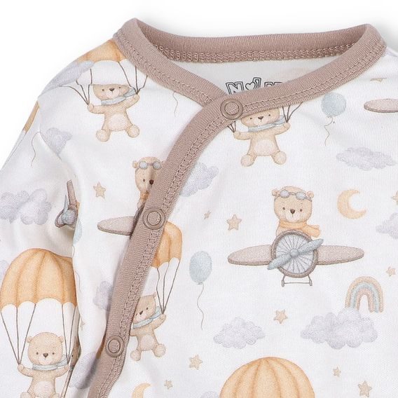 NINI Zavinovací body dlouhý rukáv Méďa Pilot VZOROVANÉ