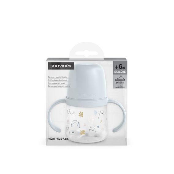 Suavinex BEAR 1.láhev s oušky 150ml MODRÁ