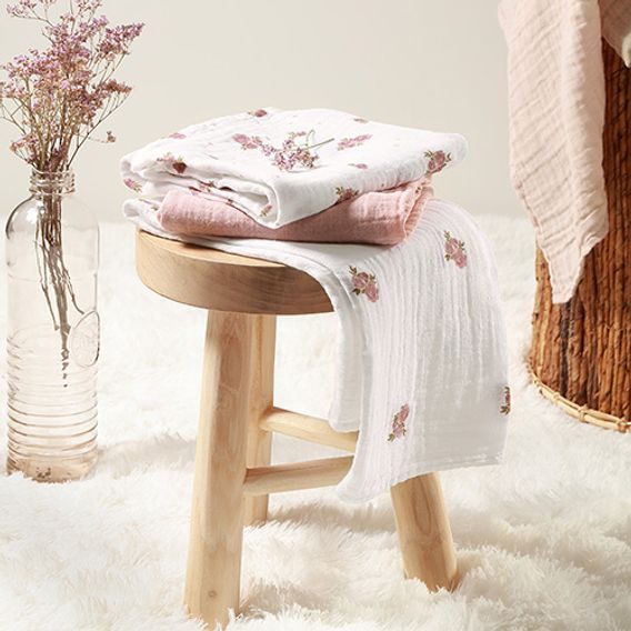BabyOno Bavlněné pleny 3ks RŮŽOVÁ Roses