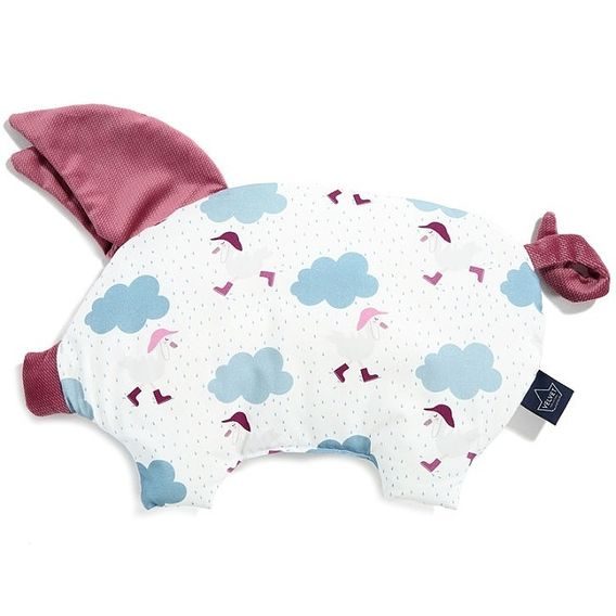 La Millou Luxusní polštářek Sleepy Pig Velvet-Cotton, DANCING IN THE RAIN BRIGHT - MULBERRY