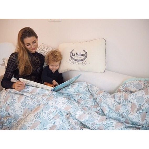 La Millou Deka "XL" (140x200cm) - MAGIC OWL & POWDER PINK