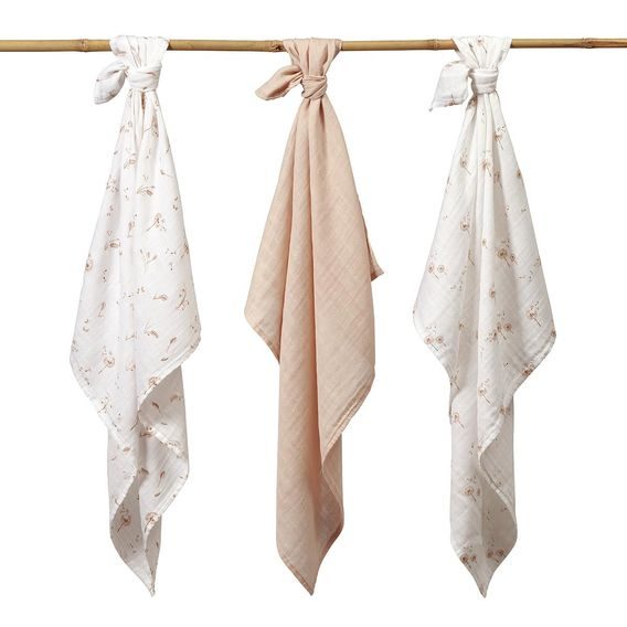 BabyOno Bambusové pleny 3ks BÉŽOVÁ Pampelišky