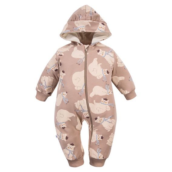 Eevi Dětská kombinéza z teplákoviny Beary Cool BÉŽOVÁ MEDVÍDCI