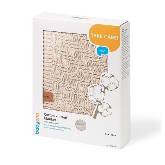 BabyOno Pletená dětská deka bavlněná BÉŽOVÁ