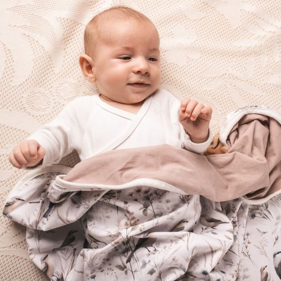 BabyMatex Dětská deka INES (75x100) KVĚTY A PTÁČCI