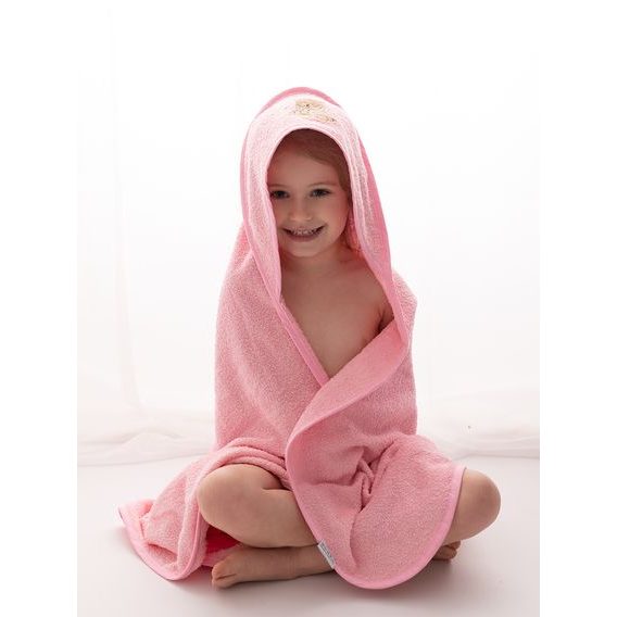 BabyMatex Osuška s kapucí 100x100cm Maxi MEDVÍDEK RŮŽOVÁ