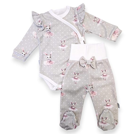 Le Bebe Zavinovací body s volánky + polodupačky Roztomilé baletky