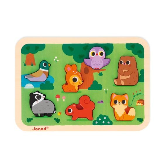 Janod Chunky vkládací puzzle ZVÍŘÁTKA V LESE