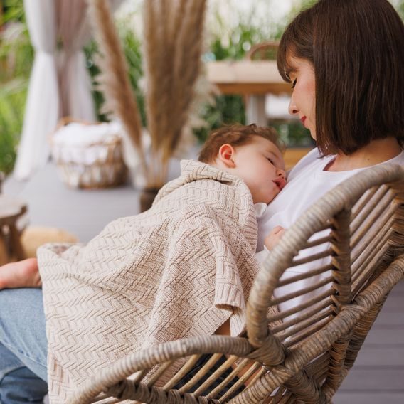 BabyOno Pletená dětská deka bavlněná BÉŽOVÁ