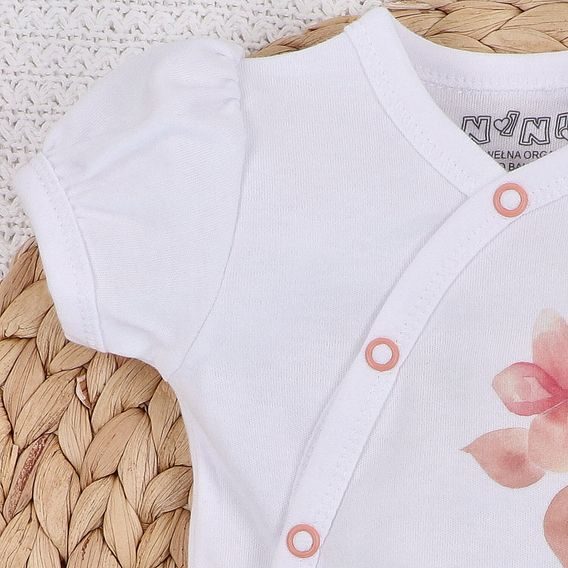 NINI Zavinovací body krátký rukáv Blossom BÍLÉ