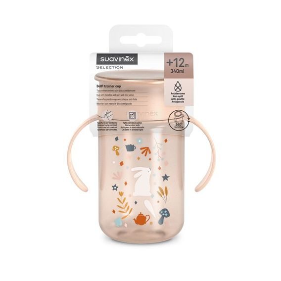 Suavinex Wonderland 360° hrneček na učení 340ml RŮŽOVÁ