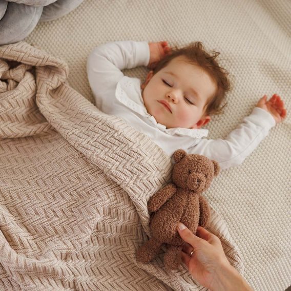 BabyOno Pletená dětská deka bavlněná BÉŽOVÁ