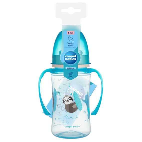 Canpol babies Tréninkový hrníček Exotic Animals 240ml (6m+) - MODRÝ LENOCHOD