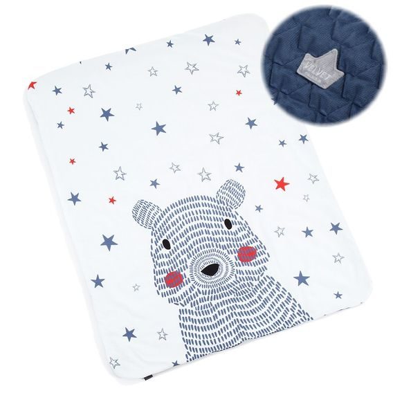 La Millou Luxusní dětská deka Velvet-Cotton s výplní vel.M, GALAXY BEAR BRIGHT - HARVARD BLUE