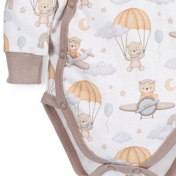 NINI Zavinovací body dlouhý rukáv Méďa Pilot VZOROVANÉ