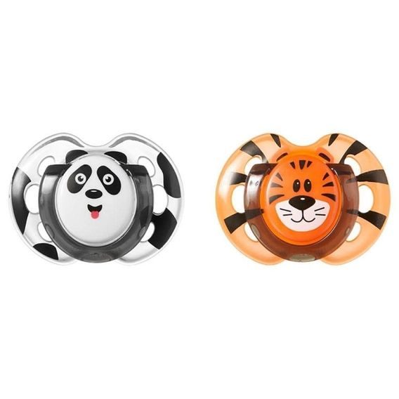 Tommee Tippee Šidítko C2N silikon FUN Panda a Tygr 0-6m, 2ks