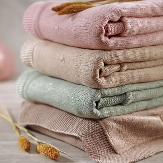 BabyOno Pletená dětská deka s plyšovou podšívkou RŮŽOVÁ