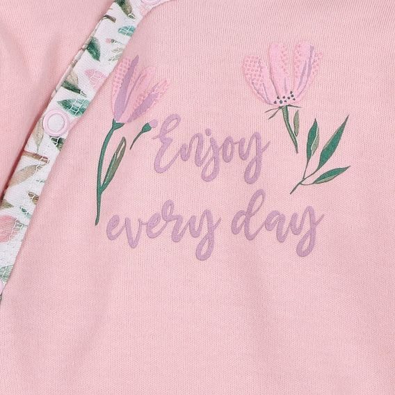 NINI Zavinovací body dlouhý rukáv Pink Flowers RŮŽOVÁ