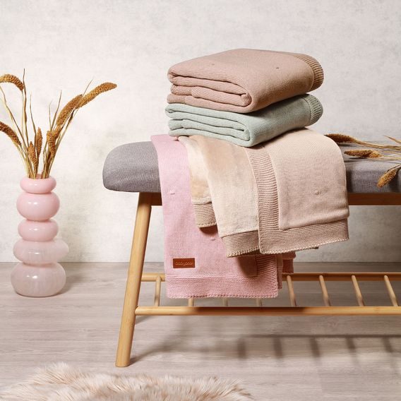 BabyOno Pletená dětská deka s plyšovou podšívkou RŮŽOVÁ