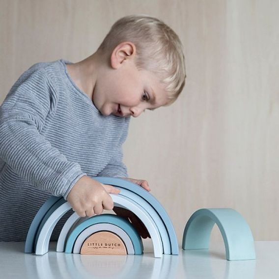 Little Dutch Dřevěná skládačka Duha - MODRÁ