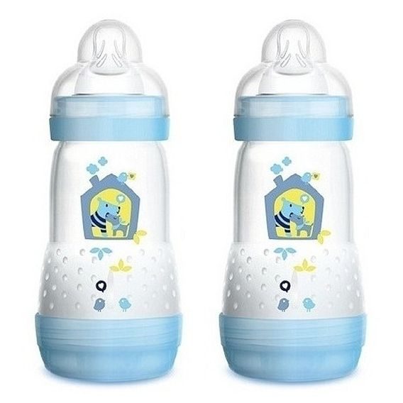 MAM Láhev samosterilizační Anti-Colic 2x260ml, 2m+ - MODRÁ