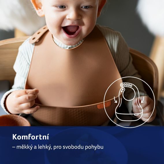 LOVI Silikonový bryndák s kapsou Nude