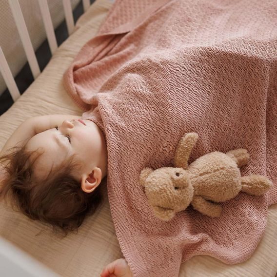 BabyOno Pletená dětská deka bambusová RŮŽOVÁ