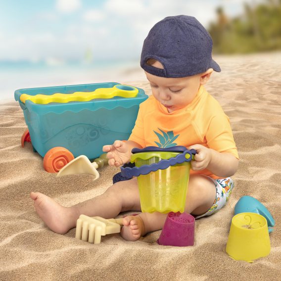 B-Toys Vozík s hračkami na písek modrý