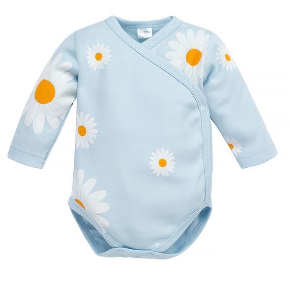PINOKIO Body zavinovací dlouhý rukáv Daisy MODRÁ