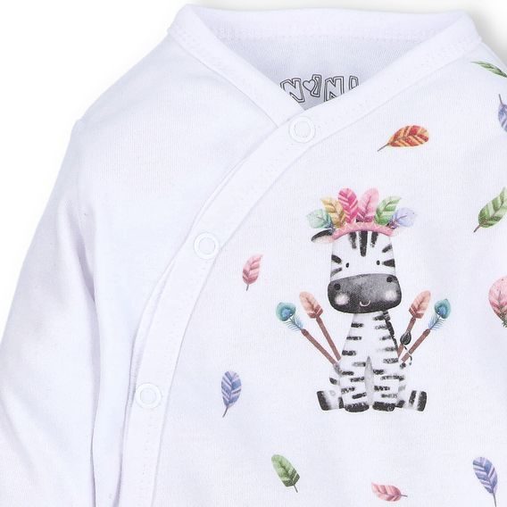 NINI Zavinovací body dlouhý rukáv Zebra BÍLÉ