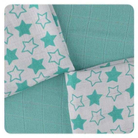 Kikko Bambusové ubrousky XKKO®BMB 30x30cm Little Stars - TURQUOISE MIX 9ks