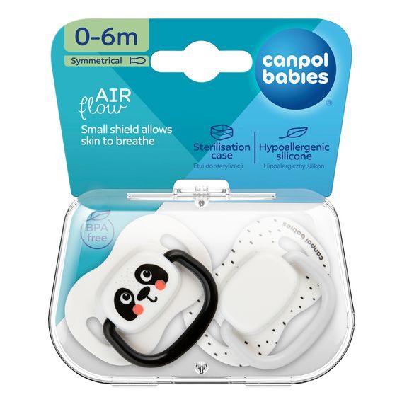Canpol babies Dudlík 6-18m silikon symetrický 2ks BabiesBoo BÍLÝ