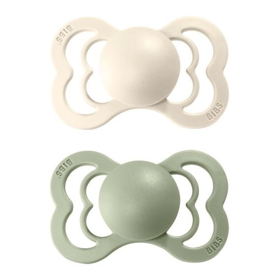 BIBS Supreme Dudlíky kaučuk symetrické 0-6m 2ks Ivory/Sage