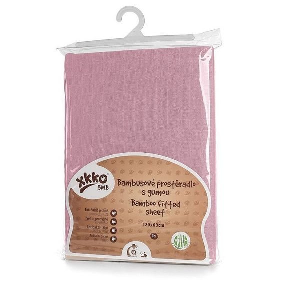 Kikko Bambusové mušelínové prostěradlo XKKO®BMB 120x60cm - BABY PINK