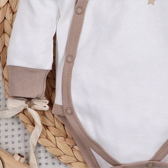 NINI Zavinovací body dlouhý rukáv Méďa Pilot SMETANOVÉ