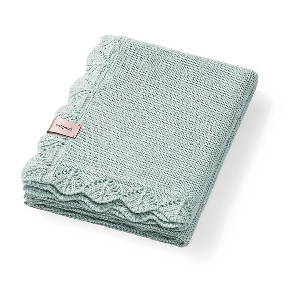 BabyOno Pletená dětská deka bambusová ozdobný lem ŠALVĚJOVÁ
