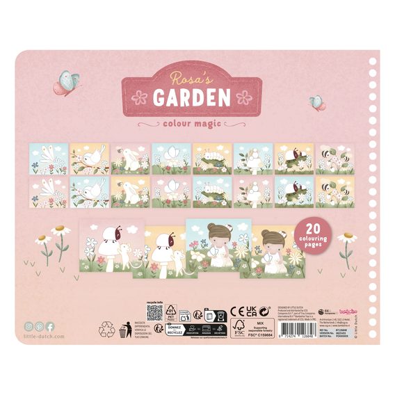 Little Dutch Omalovánky s pastelkami Rosa Zahrada
