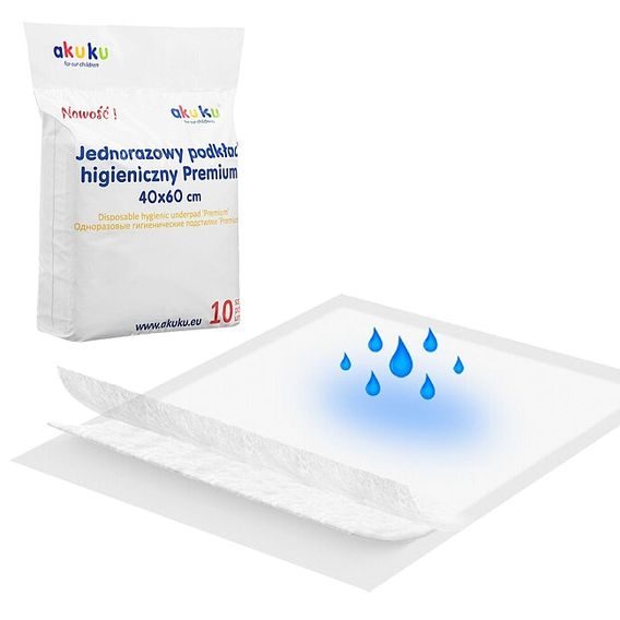 Akuku Jednorázové hygienické podložky Premium 40x60cm, 10ks