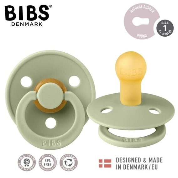BIBS Colour dudlík kaučuk kulatý 0-6m SAGE